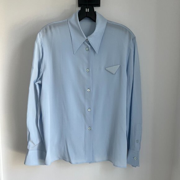 Prada Tops - Prada Light Light Blue Button Down Blouse Small